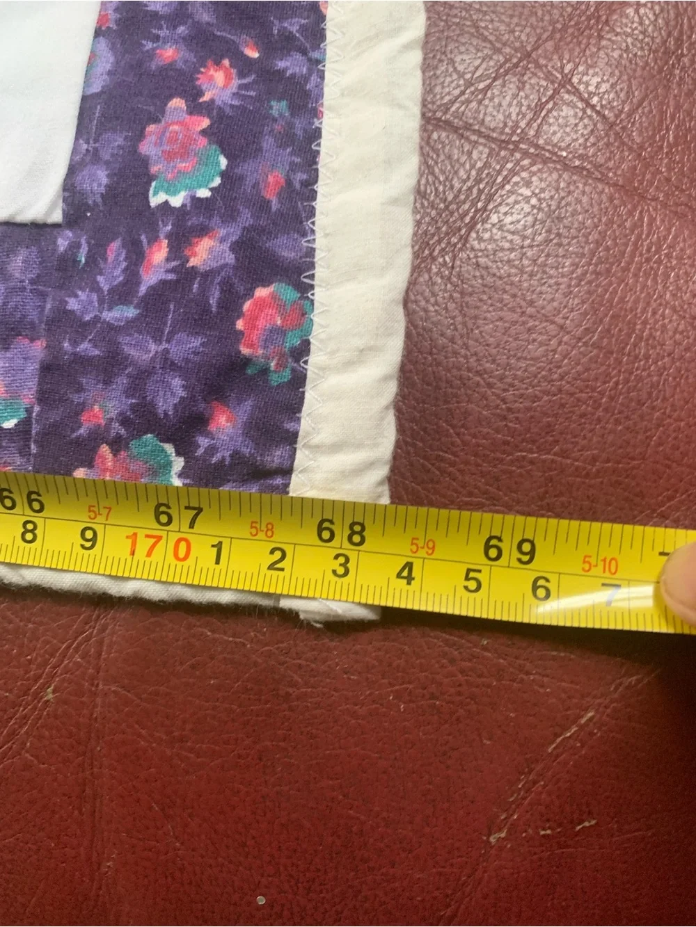 Handmade Purple Patchwork Table Runner | 68x15 Quilted Dresser Scarf Cottagecore